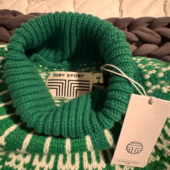 Tory Sport Court Green Mountain Fairisle Lambswool Sweater. Size Small.  NWT - Picture 3 of 10